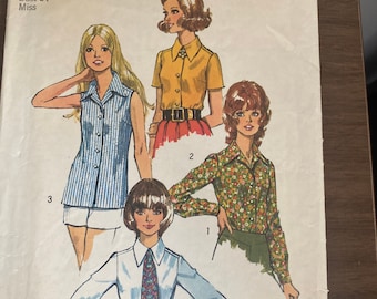 Simplicity Blouse Shirt Sewing pattern 5022 1972 vintage