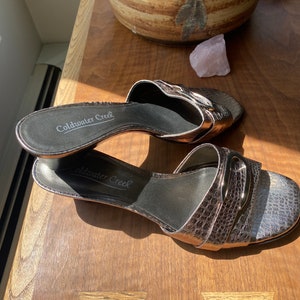 Coldwater creek, metallic pewter mules, size 8, medium sandals
