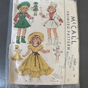 Doll clothes, 1950 sewing pattern to fit the Toni doll McCall 1561