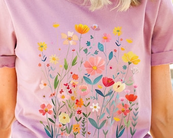 Flower TShirt,Aesthetic Wild Flower Shirt,Wildflowers Cottagecore,Botanical Floral Tee,Wild Flowers Shirt,Garden Lover Shirt,Gift for Women