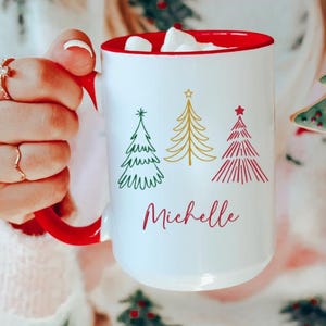 Mug personnalisé nom de Noël, tasse à café personnalisée sapin de Noël, bas de Noël, décoration de Noël, cadeau de Noël pour collègue 2026