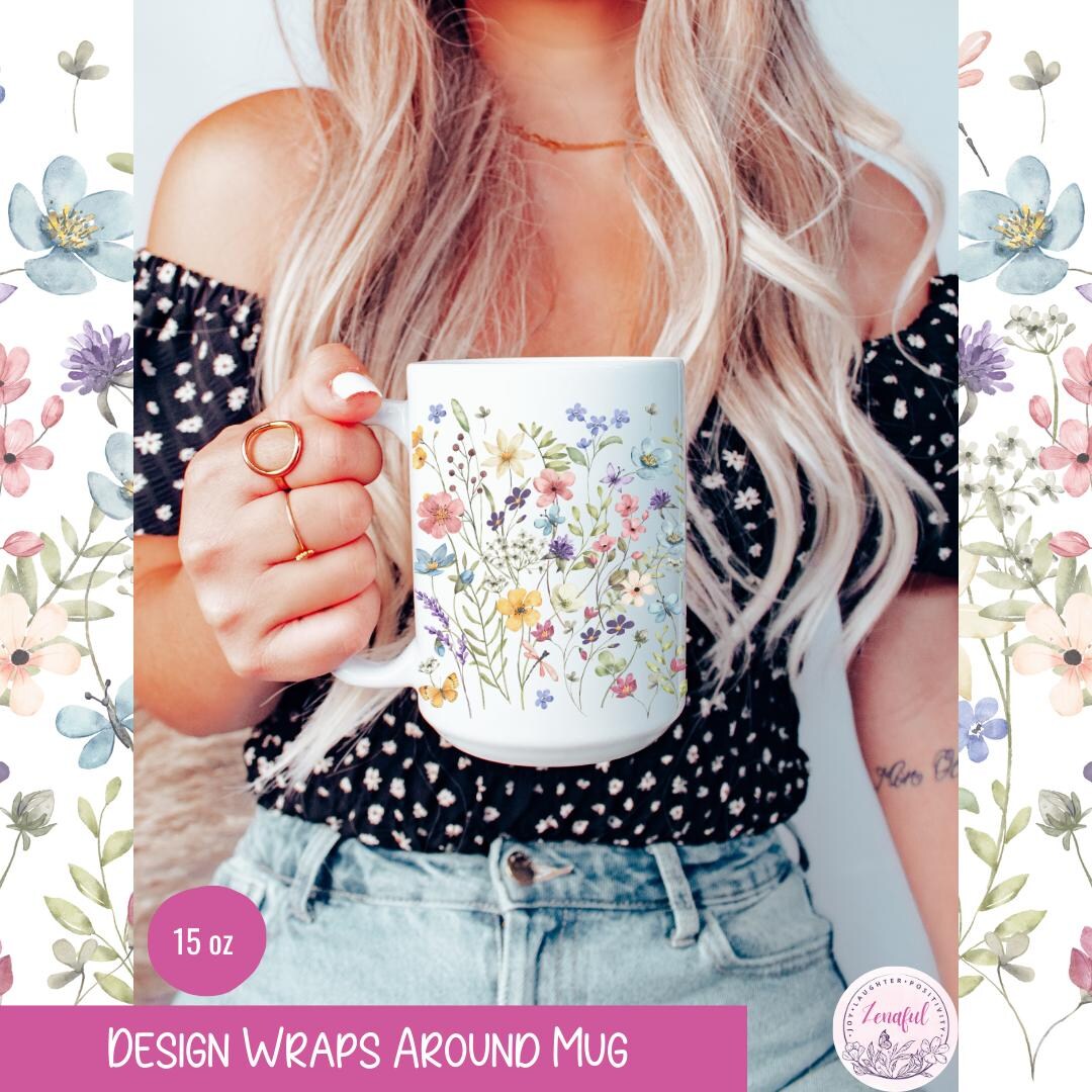 Wildflower Mug, Boho Wildflowers Cottagecore Coffee Mug, Flower Garden ...