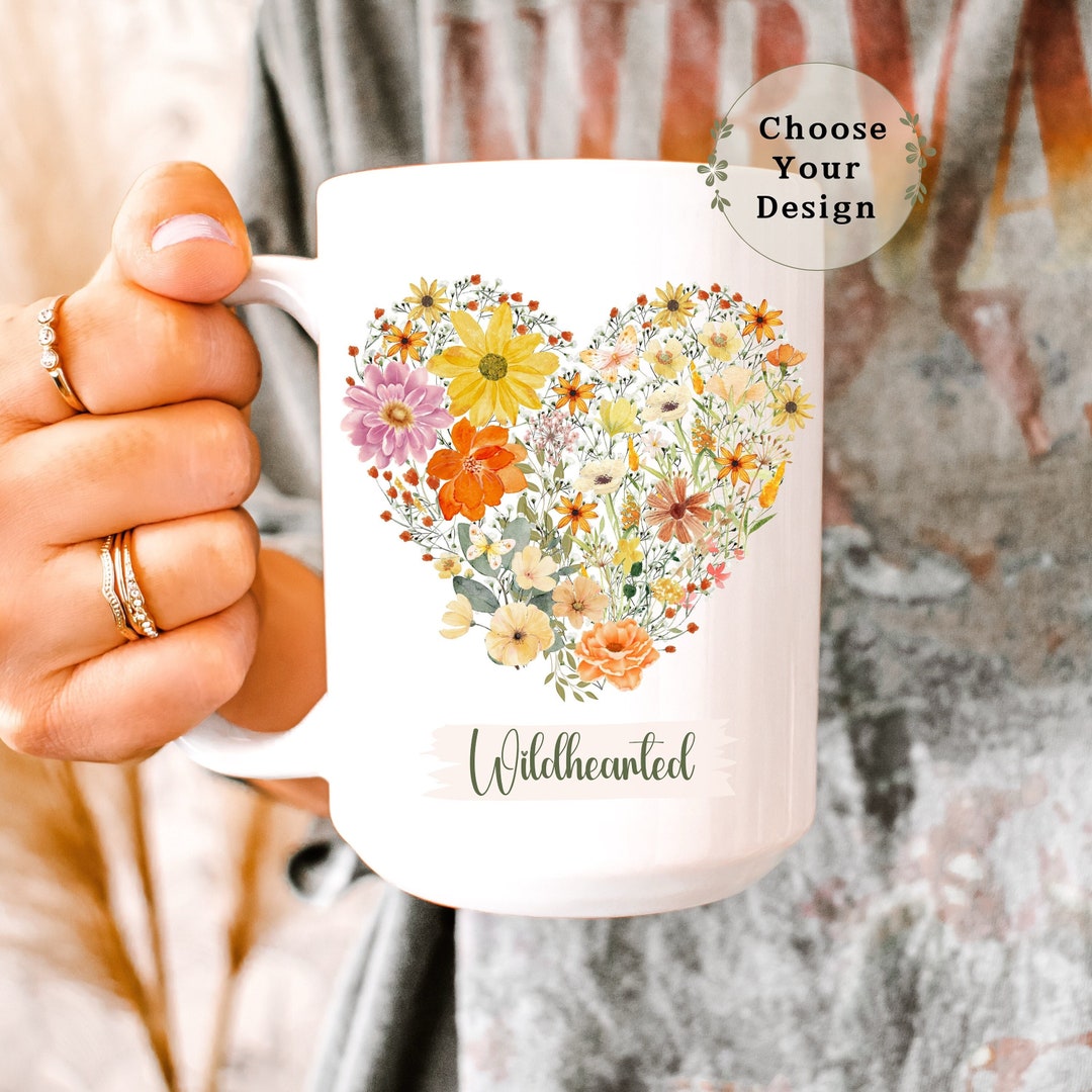 Customized Wildflower Mug, Botanical Flower Garden Lover Cup, Nature ...