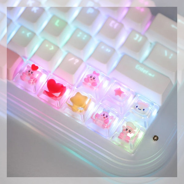 Cute Keycaps For Mechanical Keyboard, Cartoon Keycap, Kirby Keycaps Cute Mechanical Keyboard, ECS Artisan Keycap, Cute Keycap, Kirby Keycap