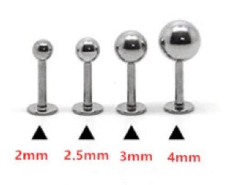 Stainless Steel Lip & Labret Monroe Stud 16G Choice of lengths and Balls image 5