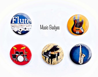 Musical Instrument Button Badges - Choose Your Instrument