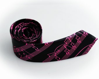 Music Tie - Pink Music Score