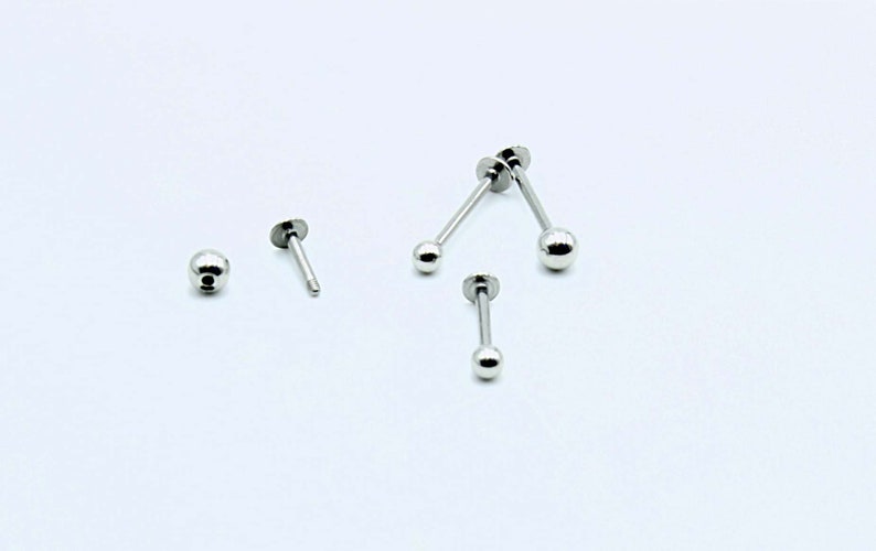 Stainless Steel Lip & Labret Monroe Stud 16G Choice of lengths and Balls image 8