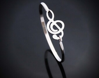 Treble Clef Stainless Steel Bangle