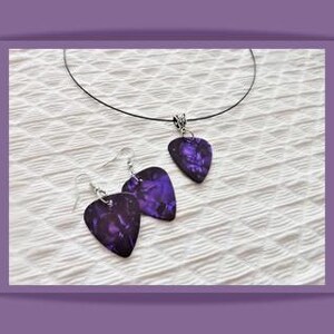 Guitar Pick Choker Necklace and Earring Set image 4