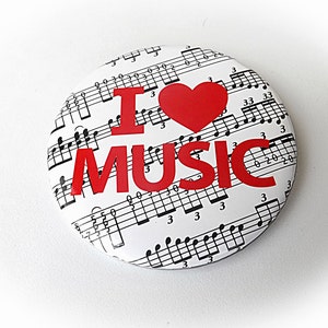 I Love Music" Button Badge