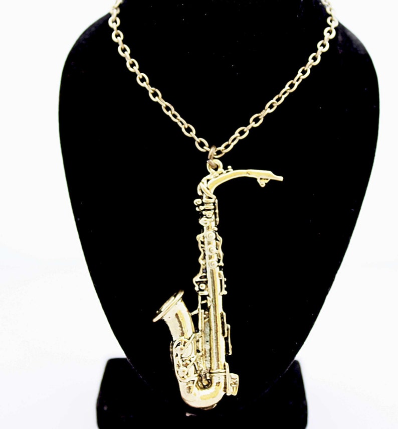 Saxophone Necklace Vintage Style Etsy UK