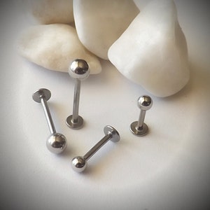 Stainless Steel Lip & Labret Monroe Stud 16G Choice of lengths and Balls image 2