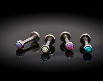 Opal Labret Studs - Body Jewellery 16G - Choice of Opal Colour