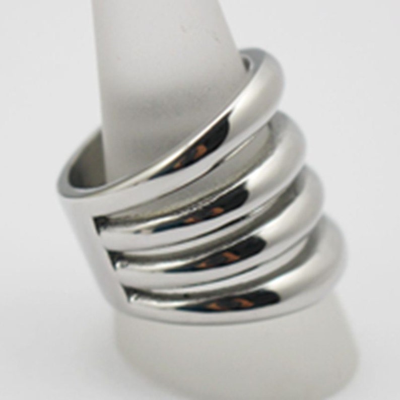 Stainless Steel Wide Punk Style Statement Ring