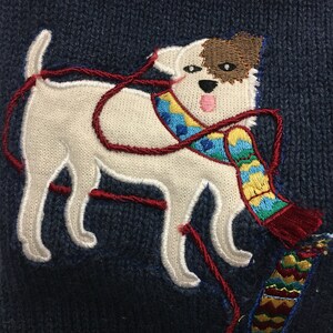 Christmas * stocking * navy blue * cat * dog * whimsical * knit *