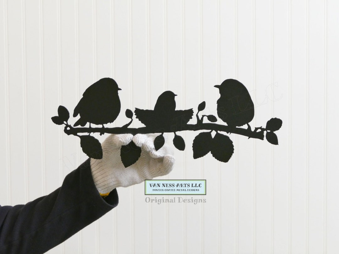 Metal Bird Art, Metal Wall Art, Bird Wall Decor, Two Birds With Little