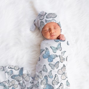 Custom Butterfly Baby Name Blanket Personalized Baby Girl Butterfly Swaddle Custom Baby Blanket New Mom Gift Baby Shower Gift