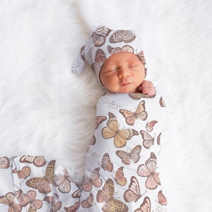 Custom Butterfly Baby Name Blanket Personalized Baby Girl Butterfly Swaddle Custom Baby Blanket New Mom Gift Baby Shower Gift
