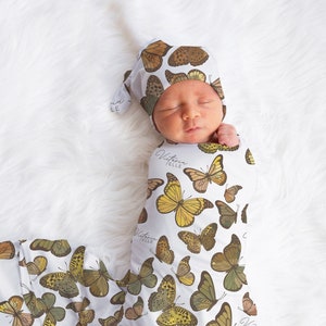 Custom Butterfly Baby Name Blanket Personalized Baby Girl Butterfly Swaddle Custom Baby Blanket New Mom Gift Baby Shower Gift