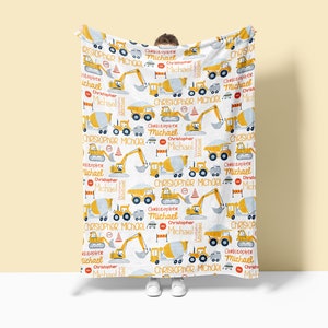 Personalized Construction Blanket Personalized Baby Boy Blanket Personalized Baby Name Blanket Construction Vehicle Baby Blanket