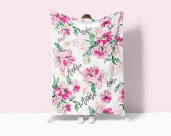 Customized Baby Blanket | Custom Baby Blanket | Baby Shower Gift | Personalized Baby | Blanket | Baby Gift | Name Blanket | Floral Blanket