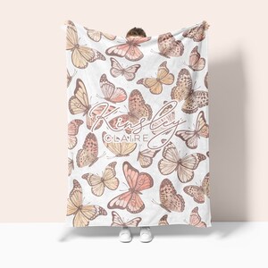 Custom Butterfly Swaddle Blanket Butterfly Personalized Swaddle Blanket Butterfly Nursery Butterfly Baby Shower Gift Baby Girl Blanket