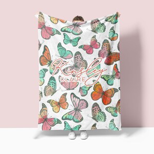 Custom Butterfly Swaddle Blanket Butterfly Personalized Swaddle Blanket Butterfly Nursery Butterfly Baby Shower Gift Baby Girl Blanket