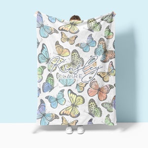 Custom Butterfly Swaddle Blanket Butterfly Personalized Swaddle Blanket Butterfly Nursery Butterfly Baby Shower Gift Baby Girl Blanket