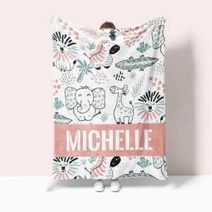Custom Safari Blanket Personalized Baby Blanket Safari Nursery Theme Newborn Blanket  Safari Baby Blanket Jungle Baby Blanket