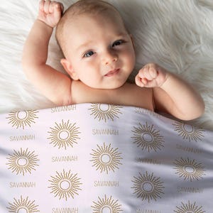 Personalized Sun Blanket Custom Baby Shower Gift Sunshine Blanket with Name Custom Baby Blanket Baby Name Blanket Swaddle Blanket