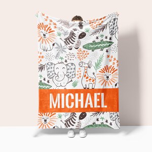 Custom Safari Blanket Personalized Baby Blanket Safari Nursery Theme Newborn Blanket  Safari Baby Blanket Jungle Baby Blanket
