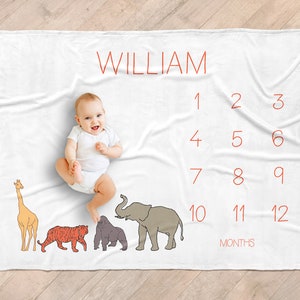 Milestone Blanket Boy Baby Milestone Blanket Baby Shower Gift Baby Blanket Baby Monthly Blanket image 1