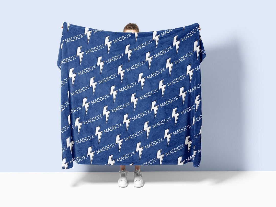 Personalized Blanket / Baby Shower Gift / Lightning Bolt Blanket