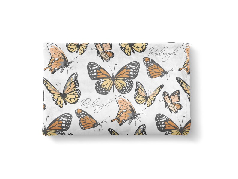 Rose Monarch Butterfly Pattern Print Throw Blanket