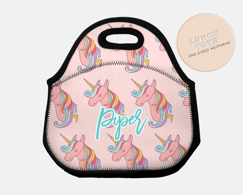 Lunch box unicorn lunch bag rainbow back to school | Etsy