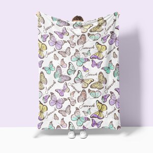 Custom Butterfly Swaddle Blanket Butterfly Personalized Swaddle Blanket Butterfly Nursery Butterfly Baby Shower Gift Baby Girl Blanket