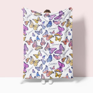 Custom Butterfly Baby Name Blanket Personalized Baby Girl Butterfly Swaddle Custom Baby Blanket New Mom Gift Baby Shower Gift