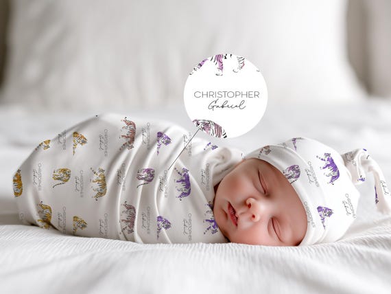 Custom Tiger Blanket Personalized Tiger Swaddle Blanket Tiger Baby Blanket with Name Blanket Baby Girl Blanket Baby Shower Gift for Nursery