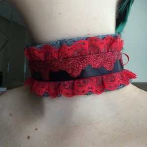 Red and black glitter blood drip choker necklace image 2
