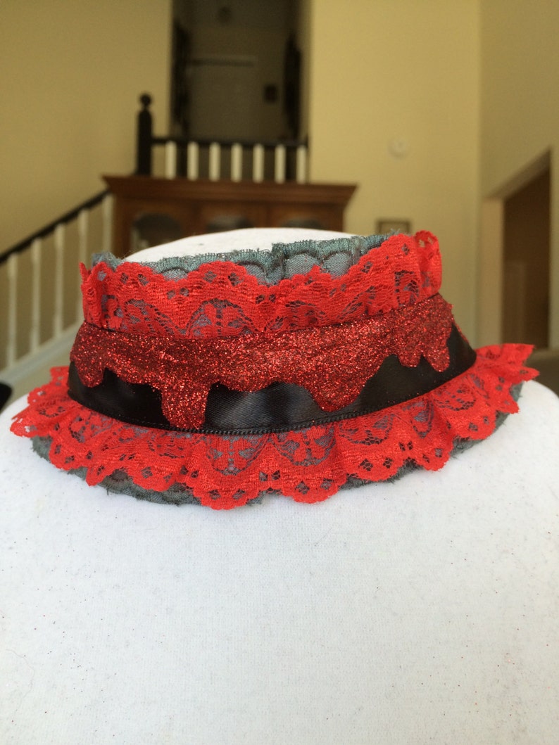 Red and black glitter blood drip choker necklace image 5