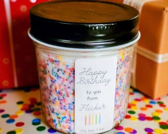 FLICKER | Birthday Cake Soy Wood Wick Candle, Customizable Birthday Gift