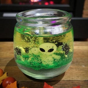 FLICKER | Alien Abduction Gel Wax Wood Wick Candle, 7oz Glass Jar, 70 Hour Burn