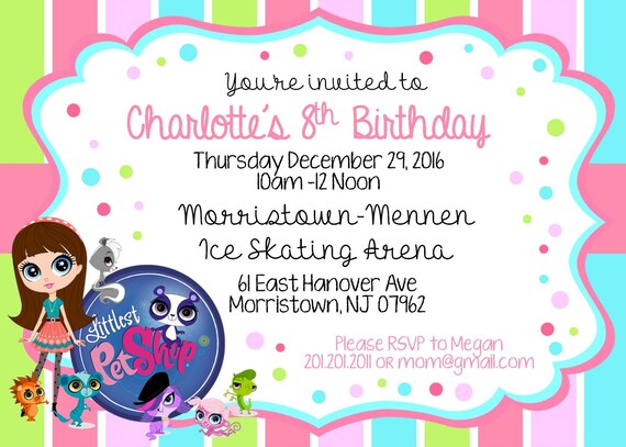 Littlest Pet Shop Birthday Invitation Etsy