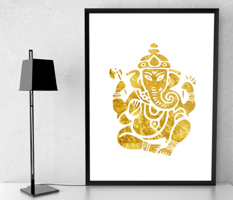 Yoga Lotus Flower Gold Foil Print Vintage Foil Rose Gold Wall Art