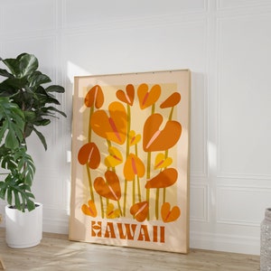 Anthurium Hawaii Art Print, Anthurium Plant, Terracotta Wall Art, Cute Copper Wall Art, Modern Plant Wall Art, Abstracts Floral Wall Art