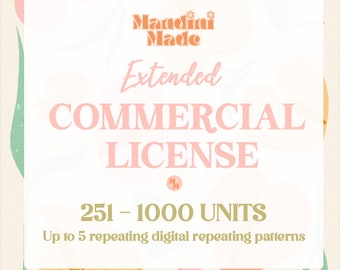 Extended Commercial License to Sell up to 1000 Units | surface pattern design, repeating design, repeating digital pattern