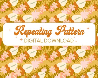 Mustard Yellow Anthurium Digital Download Seamless Pattern - Hawaii Surface Pattern, Anthurium Pattern, Mustard Yellow Pattern design