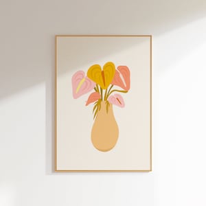 Anthurium Plant Wall Art, Anthurium Bouquet Art, Tropical Plant Wall Art, Tropical Plant Home Decor, Cute Plant Wall Art