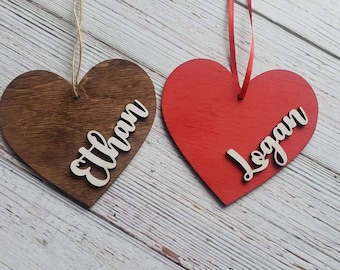 Personalized Heart Valentines Day Ornaments